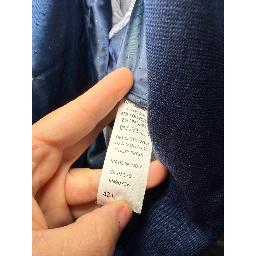 Michael Strahan Collection Men Navy Wool‎ Blend Suit Blazer Jacket 42L Business - Picture 4 of 9